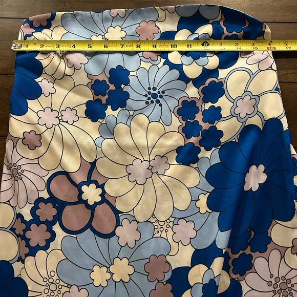 Zara Blue Floral Retro Strapless Maxi Dress Size Medium NEW With Tags - Picture 11 of 14